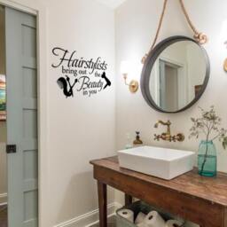 Hairstylists Bring Beauty, Vinyl Wall Lettering, Decals, Hairdresser Decal - 134 - thumbnail 1