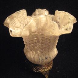 Re-Purposed Victorian Ruffled Trim White Glass Splatters Tri-Footed Votive Candle Holder - thumbnail 4