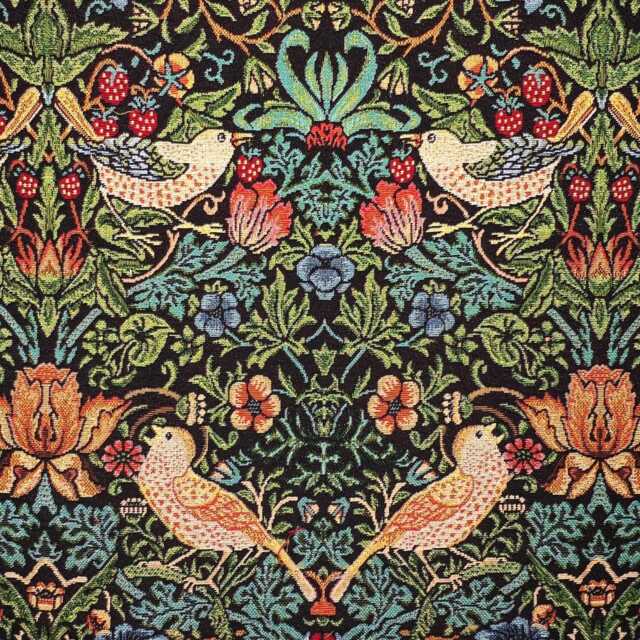 Custom Made William Morris Strawberry Thief Black Blackout/Lining Curtains 3 - image 1