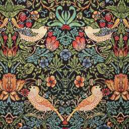 Custom Made William Morris Strawberry Thief Black Blackout/Lining Curtains 3
