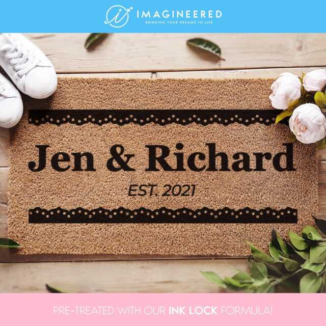 Custom Couple Welcome Doormat - Personalized Mat Housewarming Gift New Home Family Name Farmhouse Couples - image 1