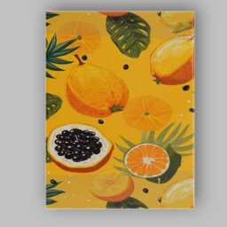 Bright Tropical Citrus Papaya Orange Fruit Repeat Pattern Canvas Wall Art Print Decor Picture Ready To Hang - thumbnail 1