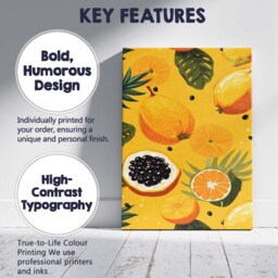 Bright Tropical Citrus Papaya Orange Fruit Repeat Pattern Canvas Wall Art Print Decor Picture Ready To Hang - thumbnail 2