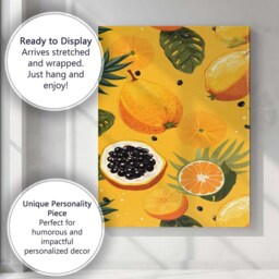 Bright Tropical Citrus Papaya Orange Fruit Repeat Pattern Canvas Wall Art Print Decor Picture Ready To Hang - thumbnail 3