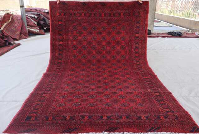 4x6 Red Vintage Rug, Afghan Bokhara Handmade Veg Dyes Wool Oriental Area Turkmen Tribal Traditional Living Room Rug - image 1