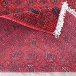 4x6 Red Vintage Rug, Afghan Bokhara Handmade Veg Dyes Wool Oriental Area Turkmen Tribal Traditional Living Room Rug - thumbnail 4