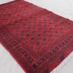 4x6 Red Vintage Rug, Afghan Bokhara Handmade Veg Dyes Wool Oriental Area Turkmen Tribal Traditional Living Room Rug - thumbnail 2