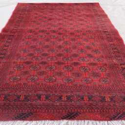 4x6 Red Vintage Rug, Afghan Bokhara Handmade Veg Dyes Wool Oriental Area Turkmen Tribal Traditional Living Room Rug - thumbnail 3