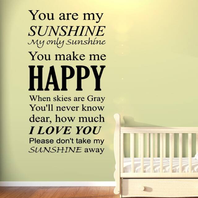 Nursery Wall Decal - You Are My Sunshine Vinyl Art Sticker Decor Quotes Babys Room Murals Vwaq - image 1