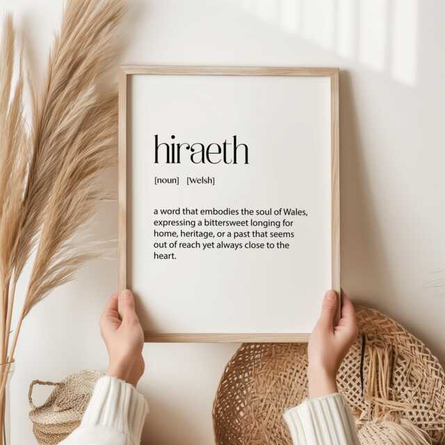 Hiraeth Welsh Definition Print - Sentimental Gift For Christmas Or Birthday Nostalgic Home Decor Wall Art Wales Poster - image 1