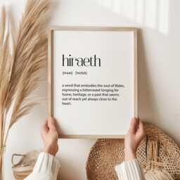 Hiraeth Welsh Definition Print - Sentimental Gift For Christmas Or Birthday Nostalgic Home Decor Wall Art Wales Poster - thumbnail 1