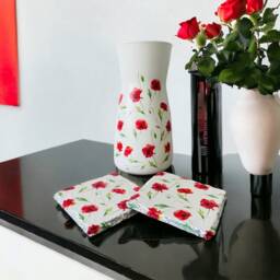 Poppy Vase & Coasters Themed Gifts Poppies Pretty Flower - thumbnail 2