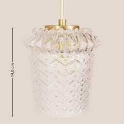 Viktorija Vintage Pendant Light Handcrafted Glass Lamp Textured Retro Ceiling Fixture Yugoslavia Gold Brass - thumbnail 3
