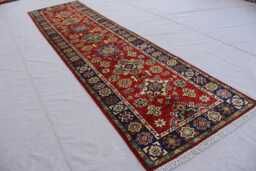 10 Ft Long Rug, Bidjar Runner Hand Knotted Wool Afghan Geometric Kazak Turkmen Tribal Oriental Red Hallway - thumbnail 1