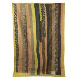 Vintage Kantha Quilt Handmade Sari Throw Blanket - 56x80 Inch - thumbnail 2