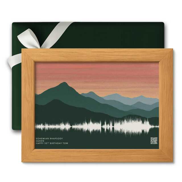 Custom Mountain Soundwave Art Print - Personalised Music Gift Song Sound Wave Poster Wedding, Anniversary, Birthday - image 1