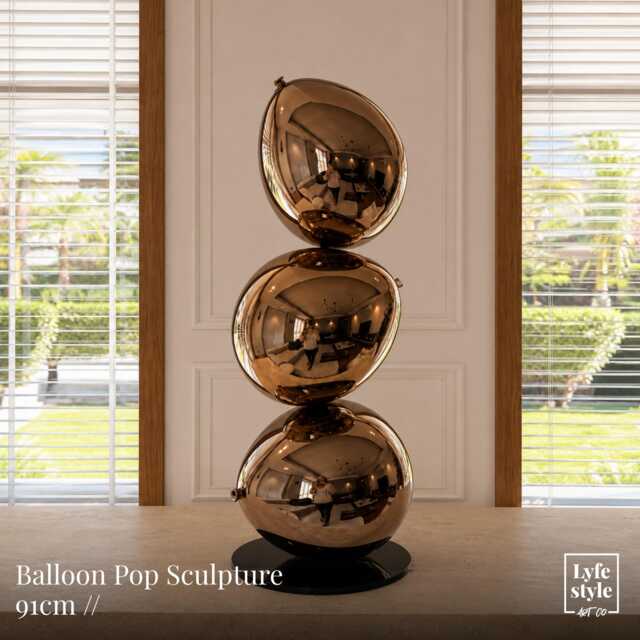 Bronze Chrome Balloon Decor - Sculpture Pop Art Statue Contemporary Statement Ornament - image 1
