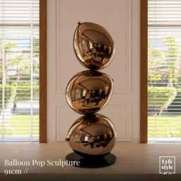 Bronze Chrome Balloon Decor - Sculpture Pop Art Statue Contemporary Statement Ornament - thumbnail 1