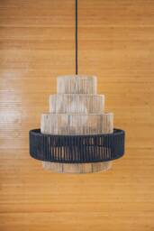 Handmade Farmhouse Chandelier, Jute Rope Ceiling Pendant Light - thumbnail 1