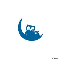 Wall Tattoo Moon Owls Decals Nursery Stickers Baby Room Illustration Owls Tattoos Children Pictures Kids Decoration Diy - thumbnail 1