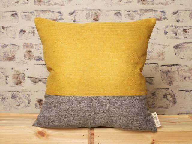 Mustard Gold & Grey Stripe Cushion Cover Boho Chic Pillow - image 1
