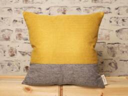 Mustard Gold & Grey Stripe Cushion Cover Boho Chic Pillow - thumbnail 1