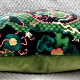 Linwood Velvet Wonderland Double Dragon Green & Omega Grass Cushion Cover 45x45 cm - thumbnail 2