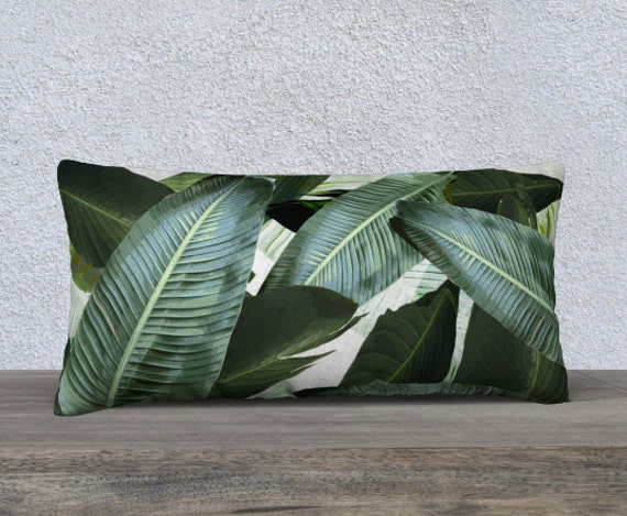 Banana Palm, Swaying Palm Lumbar Throw Pillow, Canvas Or Velveteen Boho 24X12In, 18X18In 22 X 22In, Decorative Cushion Bed Pillow - image 1