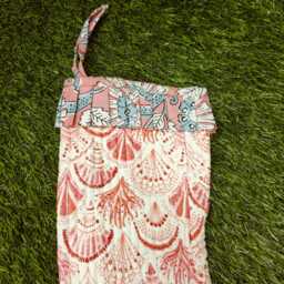 Cotton Quilted Handblock Printed Christmas Stocking - Floral Print in Red & White Santa Decor - thumbnail 2