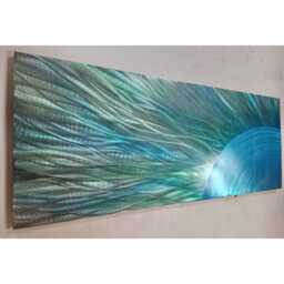 Metal Wall Art, Sun, Teal Green Silver, R Toomer Art - thumbnail 2