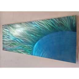 Metal Wall Art, Sun, Teal Green Silver, R Toomer Art - thumbnail 3