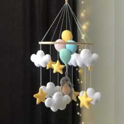 Felt Elephant Baby Mobile Dumbo Nursery Decor With Balloons - thumbnail 1