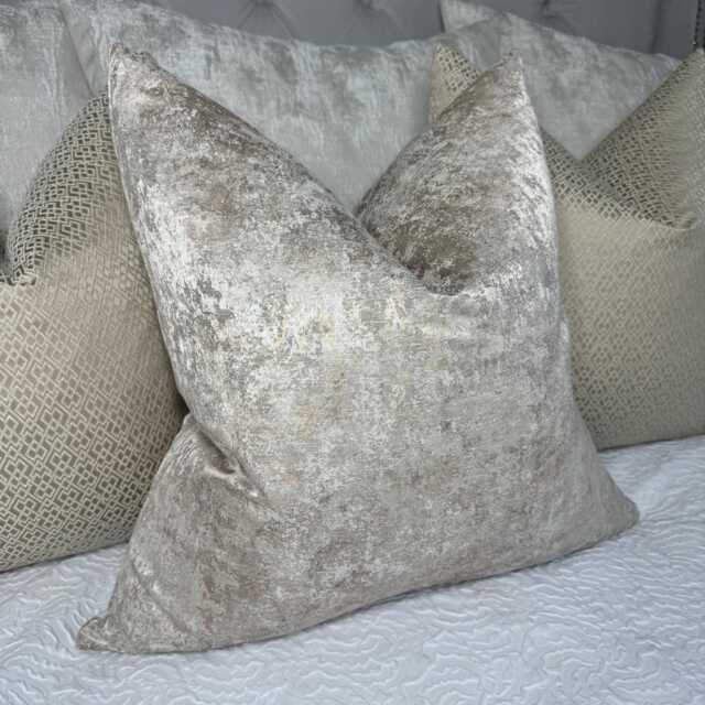 Champagne Cushion Cover, Luxury Bed Pillow Marble Design Throw Designer Cover - Double Sided - image 1