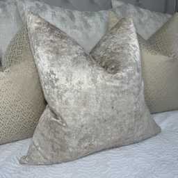Champagne Cushion Cover, Luxury Bed Pillow Marble Design Throw Designer Cover - Double Sided - thumbnail 1
