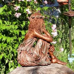 The Dreamer Sculpture Emerald Green Paverpol Female Figure. Made To Order - thumbnail 2