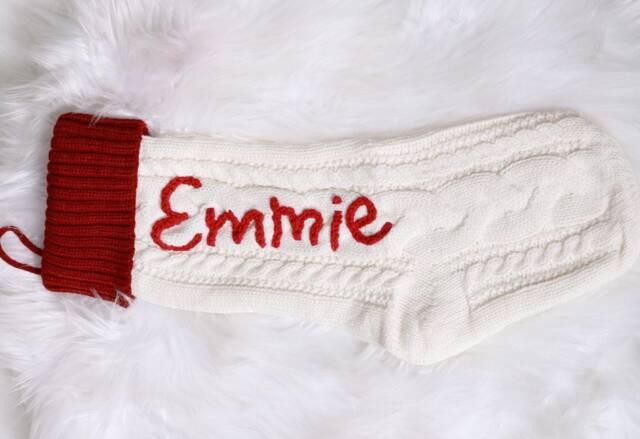 Custom Knitted Christmas Stocking Embroidered Family Name, Holiday Decor - image 1