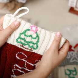 Custom Knitted Christmas Stocking Embroidered Family Name, Holiday Decor - thumbnail 4