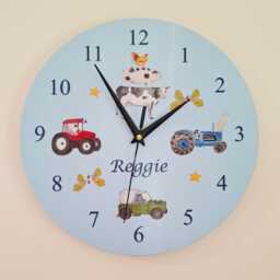 Personalized Farm Animals Wall Clock - Nursery Decor, Kids - thumbnail 2