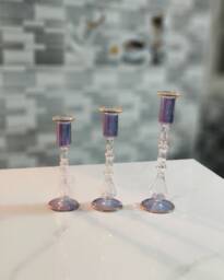 Purple Handmade Candle Holder Set Of 3