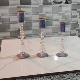 Purple Handmade Candle Holder Set Of 3 - thumbnail 2