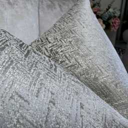 Luxurious Silver Grey Cushion Cover With Gold Shimmer - Herringbone Design Throw Pillow Cover, Bill Beaumont Fabric Bella - thumbnail 2