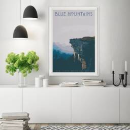 Blue Mountains Vintage Travel Poster, Retro Australian Print - thumbnail 3