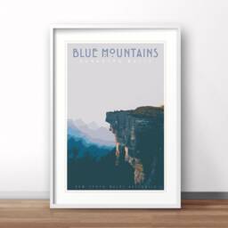 Blue Mountains Vintage Travel Poster, Retro Australian Print - thumbnail 1