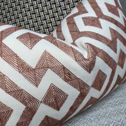 "Graphic Cushion Cover, Geometric Pillow Sham John Lewis Meeko Furnishing Fabric, Orange Handmade in UK 12"" X 20" - thumbnail 2