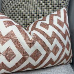 "Graphic Cushion Cover, Geometric Pillow Sham John Lewis Meeko Furnishing Fabric, Orange Handmade in UK 12"" X 20" - thumbnail 3