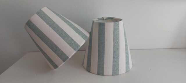 Linen Green Stipes Candle Clip Lampshade - image 1