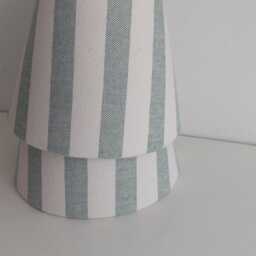 Linen Green Stipes Candle Clip Lampshade - thumbnail 4