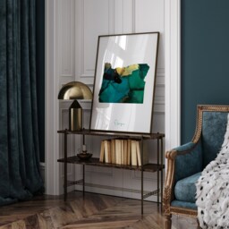 Oregon Map Emerald Green & Gold Wall Art Print - Us State Usa United States Of America - thumbnail 2
