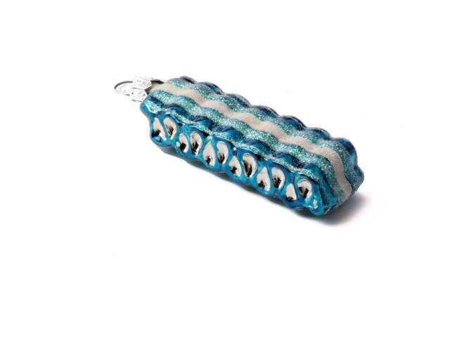 Czech Blown Glass Candy Sweet Christmas Ornament Blue Silver - image 1
