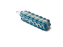 Czech Blown Glass Candy Sweet Christmas Ornament Blue Silver - thumbnail 1